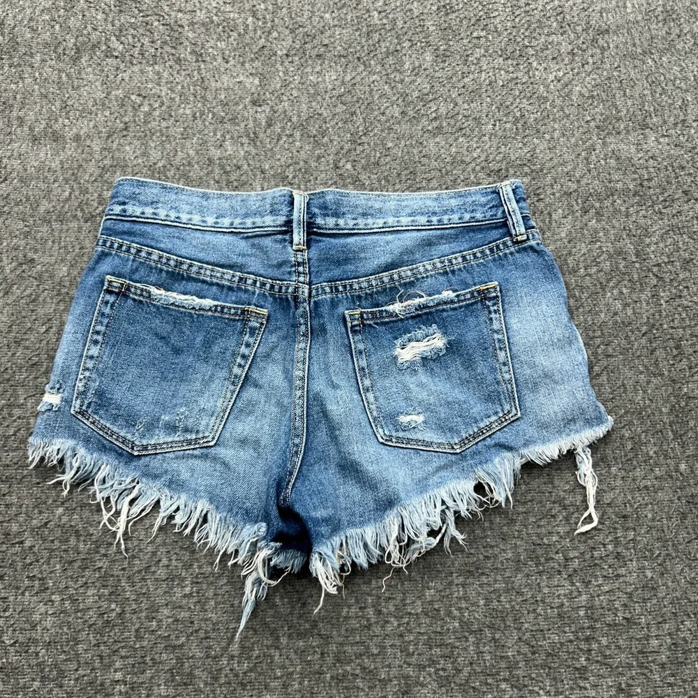 We The Free People Jean Shorts Women 26 Loving Good Vibrations Cutoff Denim